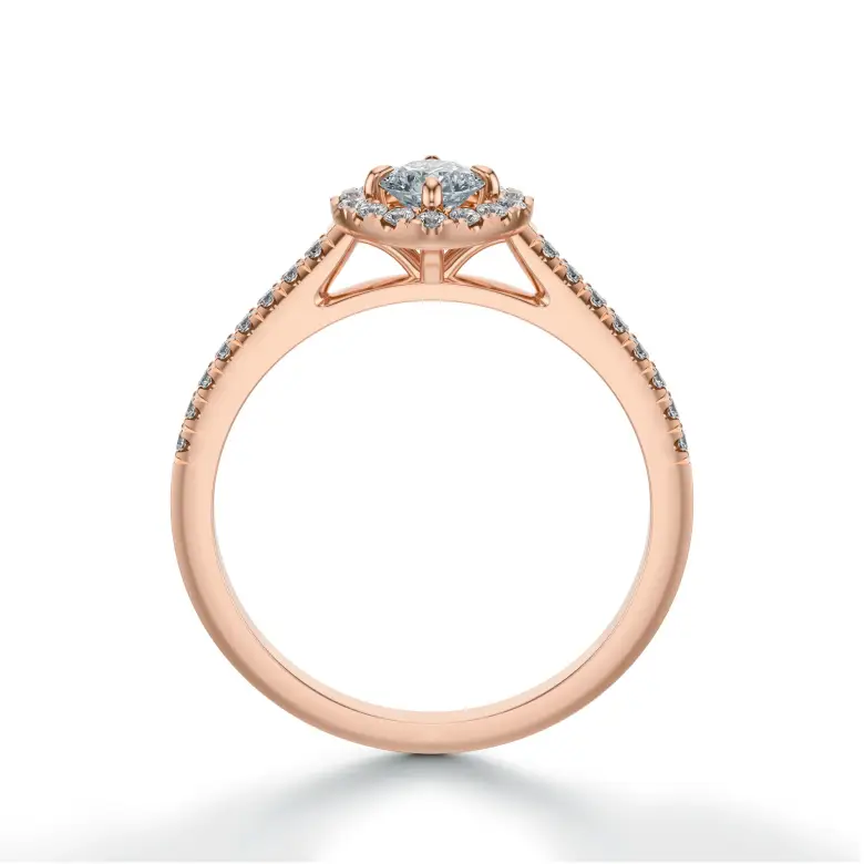 Pierścionek z diamentami halo różowe złoto SBPZ_081